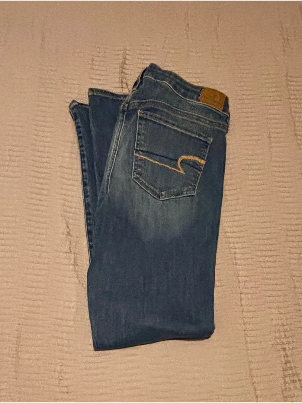 American Eagle Outfitters Women's Medium-Dark Blue Super Stretch Jeggings - Picture 8 of 8